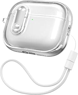 جراب متوافق مع AirPods Pro الجيل الثاني/الأول للنساء مع قفل أمان، سيليكون ناعم TPU مع حبل، جراب حماية متوافق مع AirPods Pro الجيل الثاني/الأول (فضي)