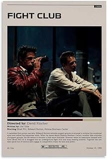 بوستر فيلم Fight Club كلاسيكي عتيق، لوحة فنية جدارية من الكانفاس لديكور غرفة النوم 12x18 بوصة (30x45 سم)