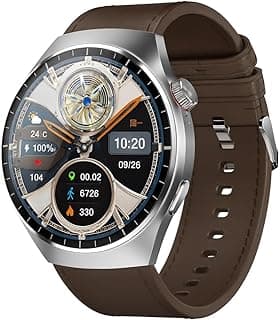 Smart Watch WATCH 4 PRO with 1.43 Inch AMOLED Display, Bluetooth Smart Calling, 100+ Sports Modes, Health Tracking, and Elegant Black Leather Strap for Men