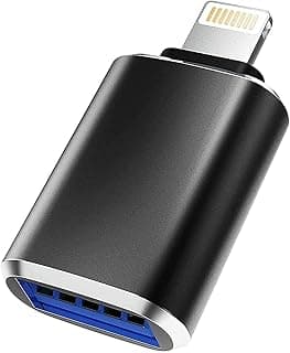 محول Lightning ذكر إلى USB 3.0 أنثى OTG، معتمد من ابل MFi، لنقل البيانات وتوصيل الكاميرا، الماوس، الكيبورد (أسود)