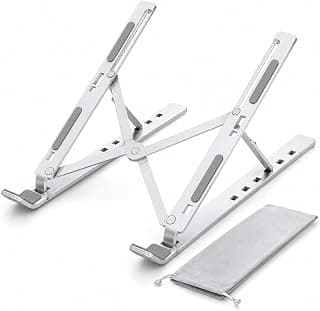 Laptop Stand, Foldable Aluminum Notebook Holder with 7 Adjustable Angles, Portable Ergonomic Desk Riser for Laptops and Tablets
