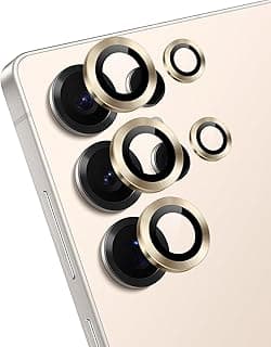 ARROWS Camera Lens Protector for Samsung Galaxy S25 Ultra, Tempered Glass Individual Metal Ring Lens Cover, 9H Hardness Anti Scratch HD Clear Camera Protection, Easy Installation - Rose Gold