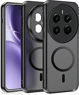 جراب مغناطيسي لموبايل ريلمي 12 برو 5G / ريلمي 12 برو بلس 5G / ريلمي P1 برو 5G / ريلمي P1 برو 5G، شفاف غير لامع، مضاد للصدمات، حماية كاملة للكاميرا متوافق مع الحامل المغناطيسي، اسود