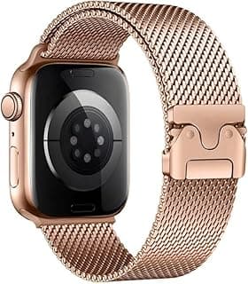 Metal Band Compatible with Apple Watch Band 49mm 46mm 45mm 44mm 42mm Stainless Steel Strap Compatible with iWatch Series 1/2/3/4/5/6/7/8/9/10/11/Ultra2/Ultra3/SE 2-Rose Gold
