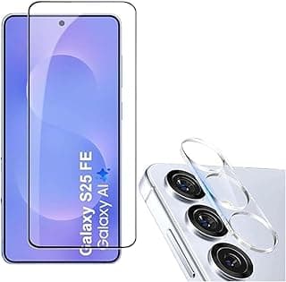 طقم 2 في 1 متوافق مع سامسونج Galaxy S25 FE - حماية شاشة زجاج مقوى + حماية عدسة الكاميرا – صلابة 9H، شفافية فائقة، مضاد للخدش، سهل التركيب