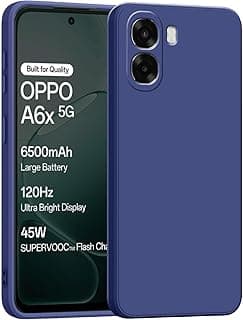 جراب سيليكون فاخر لهاتف Oppo A6X - غطاء خلفي واقي مقاوم للصدمات مع بطانة مايكروفايبر ناعمة، حماية بارزة للكاميرا والشاشة، ملمس مطفي رفيع مضاد للبصمات - أزرق