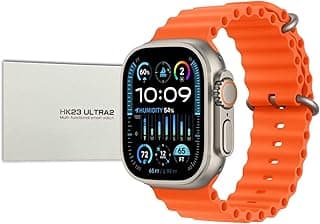 ساعة ذكية HK23 Ultra 2 - شاشة 2.12 بوصة HD - تدعم الاتصال بالبلوتوث و NFC - مقاومة للماء IP67 - تتبع الصحة واللياقة البدنية - تشمل سوارين، متوافقة مع اندرويد و iOS (ذهبي)