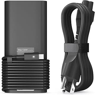شاحن لاب توب USB C 130 واط لديل XPS 15 16 17 9575 2 في 1 9500 9530 9700 9730 بريسيجن 3490 5490 5550 5750 5770 3560 لاتيتيود 7410 7310 7210 9410 محول تيار متردد نوع سي 5420 5520 5510، أسود