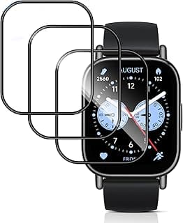 طقم حماية شاشة Qulloo من 3 قطع زجاج 3D HD شفاف مع إطار تركيب لساعة شاومي Redmi Watch 5 Lite