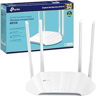 نقطة وصول AX1800 ثنائية النطاق جيجابت واي فاي 6 (TL-WA1801) جسر واي فاي لسطح المكتب وتشكيل الشعاع يدعم وضع SSID/ العملاء/ موسع النطاق 4 هوائيات ثابتة، بي او اي سلبي من تي بي - لينك