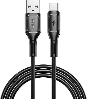 كابل شحن سريع ونقل بيانات Wi-C042E Starlink Series USB-A to USB-C - تيار 2.4A، طول 1 متر، كابل متين للهواتف الذكية والتابلت وأجهزة USB-C - أسود | ضمان 18 شهر