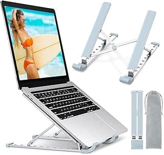 حامل لاب توب من باباكوم تصميم سهل الحمل بـ 9 مستويات قابلة للتعديل مع خاصية الرفع مصنوع الالومنيوم وفتحات تهوية للكمبيوتر وماك بوك برو اير ايباد وديل - 10-15.6 بوصة
