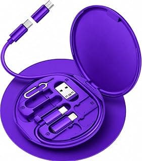 مجموعة محول USB نوع سي إلى لايتنينج، كابل شحن متعدد USB نوع سي إلى نوع سي/جهاز iOS/محول مايكرو يحتوي على بطاقة تخزين وحامل موبايل ودبوس إخراج الشريحة (بنفسجي)