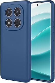 جراب سيليكون سائل لهاتف Xiaomi Redmi Note 15 Pro+ Plus 5G/Xiaomi Poco M8 Pro 5G، جراب هاتف محمول فاخر مقاوم للصدمات مصنوع من السيليكون مع بطانة ناعمة من الألياف الدقيقة المقاومة للخدش. (أزرق)