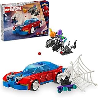 LEGO Marvel Spider-Man Race Car & Venom Green Goblin, Super Hero Building Toys for Boys & Girls Featuring a Spidey Minifigure, plus a Buildable Toy Vehicle and Web-Shooters, Gifts for Kids 76279