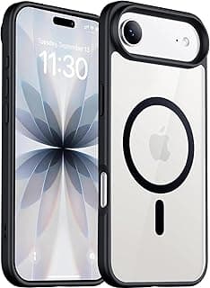 جراب Jumo Magic-Mask لايفون 17 Air متوافق مع MagSafe، اطار TPU شفاف واسود، حماية بمعايير عسكرية، غطاء خلفي مضاد للخدش