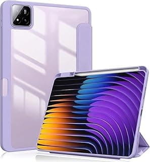 جراب لجهاز شاومي Mi Pad 8/8 Pro 11.2 بوصة 2026، غطاء قلاب شفاف مع مكان للقلم، يدعم خاصية الاستيقاظ/النوم التلقائي (لافندر)
