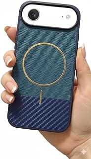 Premium Matte Protective Case with Carbon-Style Pattern & Integrated Magnetic Ring – Slim Shockproof Design, Enhanced Camera Protection, Wireless Charging, Compatible with iphone 17 Air – Blue