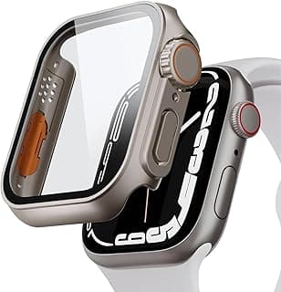 IWatch Series 9/8/7 44mm to Ultra 49mm Front Protective Case – Transform to Ultra Look, Hybrid PC (Titinum gold + orange)