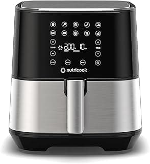 Nutricook air fryer 2, 1700 watts, digital control panel display, 10 preset programs with built-in preheat function, 5.5 liters, black and white