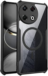 Shockproof Transparent Back Case for TECNO SPARK 30 PRO Heavy Duty Corner Protection, Clear PC Back with TPU Bumper, Camera Protection Cover, Not Support Wireless Charging