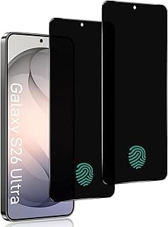 زجاج مقسى (Tempered Glass) لهاتف سامسونج Galaxy S26 Ultra 5G، [تدعم البصمة] [قطعتين] سكرين بروتكتور خصوصية (Anti Spy) غطاء حماية ثلاثي الأبعاد