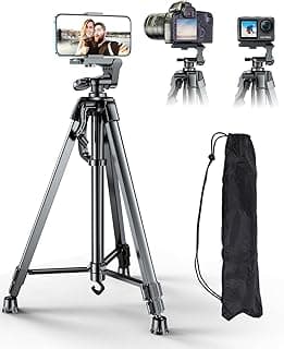 BEFAME Heavy Duty Tripod Stand for Cameras, Cell Phones, Projectors, Webcams, Spotting Scopes - Complete Unit for Canon, Nikon, Sony - Perfect for Phone & Camera Photography (55in with Handle)