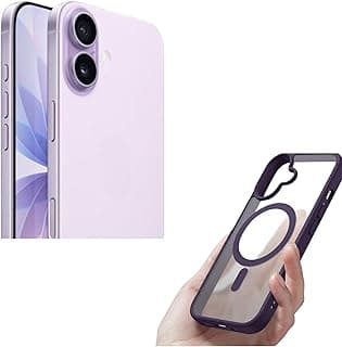 جراب مغناطيسي لهاتف iPhone 16، شفاف كريستالي، غطاء حماية نحيف مقاوم للصدمات، حماية بمعايير عسكرية ضد السقوط (أرجواني)
