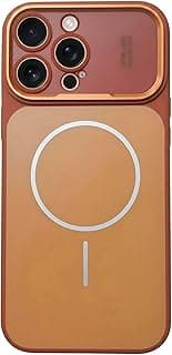 جراب موبايل بريميوم لـ ابل iPhone 16 Pro Max بمظهر 17 Pro Max، جراب مغناطيسي مطفي مضاد للصدمات وبصمات الأصابع (برتقالي)