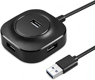 4-Port USB Hub with Micro USB Power Input – High-Speed USB Data Splitter for Laptop, PC, Phone & Tablet – Compact Portable USB Hub