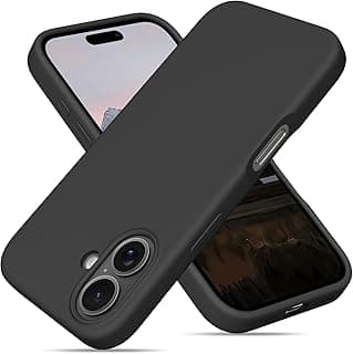 جراب متوافق مع ابل iPhone 16، غطاء سيليكون سائل ناعم مع بطانة مايكروفايبر، جراب حماية مضاد للصدمات لـ ابل iPhone 16 مقاس 6.1 بوصة (أسود)
