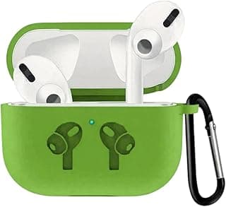 جراب سيليكون فاخر متوافق مع سماعات ابل AirPods Pro، غطاء حماية 360 درجة، مقاوم للصدمات، تصميم مقاوم للأتربة، ضوء LED مرئي، مقاس دقيق، مقاوم للخدش (أخضر)
