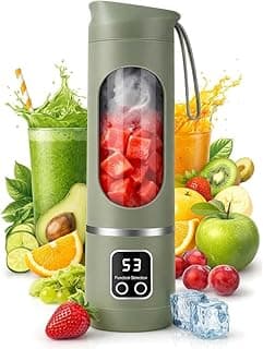 Portable Blender Rechargeable 3 Speeds, Leakproof Lid, Smart Display, Suitable for Protein Shake, Smoothie, Juice, 450ml, 12 Blades Great for Blending, Convenient and Versatile. (green)