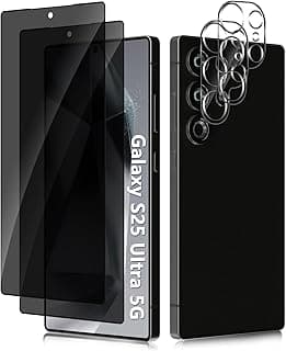 Privacy Screen Protector for Samsung Galaxy S25 Ultra 5G, [Pack of 2+2] Anti-Spy Screen Protector Film + Camera Protection, Protective Glass Film, 9H Hardness Privacy Screen Protector for