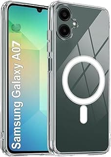 جراب شفاف مغناطيسي لسامسونج Galaxy A07، متوافق مع MagSafe، غطاء إطار سيليكون مقاوم للصدمات