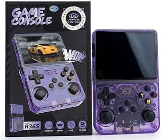 Zain R36S Portable Retro Game Console – 64GB Handheld Gaming System (Available in Translucent Purple & Assorted Vibrant Colors)