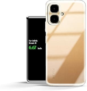 جراب خلفي سيليكون TPU شفاف عالي الدقة لهاتف Infinix Smart 10، مضاد للاصفرار وحماية من الصدمات (شفاف)