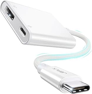 محول شحن USB C إلى HDMI من جي سوكس، 2 في 1 نوع C إلى HDMI 4K عند 30 هرتز 100 وات USB C/ثاندربولت 3 منفذ شحن سريع متوافق مع روج الاي وستيم ديك وماك بوك وايباد برو وجالاكسي S22/S21/S20، أبيض
