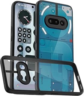 جراب متوافق مع Nothing Phone 3A شفاف، مقاوم للصدمات بمعايير عسكرية ومضاد للاصفرار، جراب نحيف مع حماية كاملة للكاميرا (أسود)