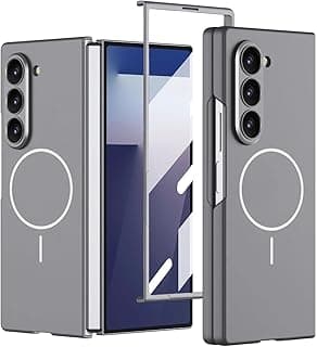 جراب مغناطيسي لهاتف سامسونج Galaxy Z Fold 7 مع واقي شاشة مدمج، [متوافق مع الشحن اللاسلكي] جراب حماية نحيف ومضاد للصدمات مصنوع من PC متين لهاتف سامسونج Galaxy Z Fold 7 (رمادي)