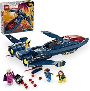 لعبة LEGO Marvel X-Men X-Jet طائرة قابلة للبناء للأطفال، مجموعة بناء نموذج طائرة مع مجسمات ولفيرين، سايكلوبس، روج وماجنيتو، هدية عيد ميلاد 76281
