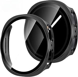 Case for Samsung Galaxy Watch 8 40mm 2025 with Tempered Glass Screen Protector - (Black)
