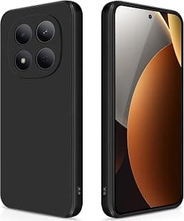 جراب متوافق مع هاتف Xiaomi Redmi Note 15 Pro 5G، جراب سيليكون سائل عالي الجودة، جراب حماية شامل للهاتف، مقاوم للخدش، بطانة ناعمة من الألياف الدقيقة، أسود