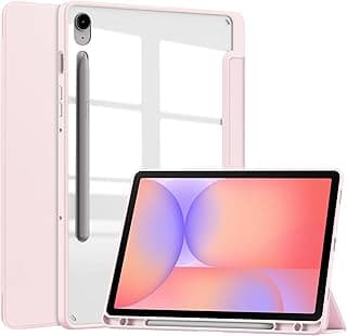 جراب هجين نحيف متوافق مع سامسونج Galaxy Tab S10 Lite 10.9 بوصة 2025، غطاء خلفي ناعم TPU قابل للطي لجهاز سامسونج Galaxy Tab S10 FE / S9 FE 10.9 بوصة / S9 مع مكان لقلم S Pen وردي