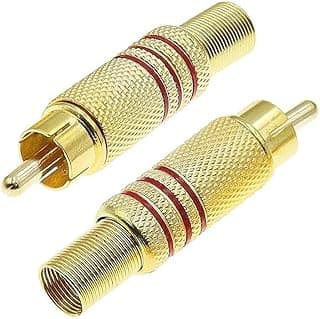 SOCKET RCA - Male Port Socket Jack Connector Repair RCA Male Plug Audio Gold Metal Spring Speaker Solder Audio Video Cable Plug Wire Replacement Adapter