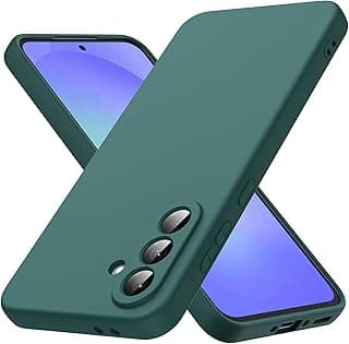 جراب متوافق مع سامسونج Galaxy A36 5G، جراب سيليكون سائل ناعم من مادة TPU، جراب موبايل، جراب حماية مقاوم للصدمات ومضاد للخدش، أخضر غامق