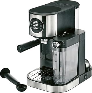 Espresso Coffee Machine with Automatic Milk Frother – Cappuccino & Latte Maker, Stainless Steel Espresso Brewer for Home & Office, Black & Silver