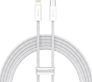 كابل USB C بقدرة 20W PD لشحن ايفون 13 برو ماكس السريع، كابل USB C لهاتف ايفون 13/12/12 برو/12 برو ماكس/11 برو/11 برو ماكس/XS/XS Max والمزيد (2 متر، USB C إلى Lightning، أبيض)