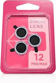Camera Lens Protector Rings Compatible with iPhone 12 Pro / 12 Pro Max Crystal Frame Purple Frame, 9H Tempered Glass