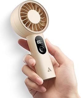 Aecooly Mighty Portable Fan, Powerful Handheld Fan, USB Rechargeable [10H Max Cooling Time], Mini Personal Battery Powered, Pocket for Travel, Summer, Gifts for Women, Girls -Beige